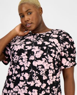 Plus Size Pleated-Sleeve Knit Top