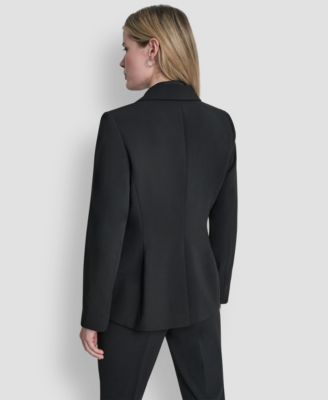 Women's Newspaper-Print One-Button Blazer