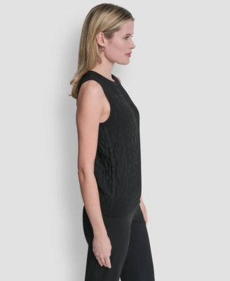 Women's Sleeveless Logo Printed Sweater