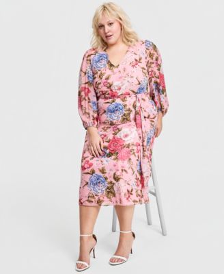 Plus Size Belted V-Neck Dress