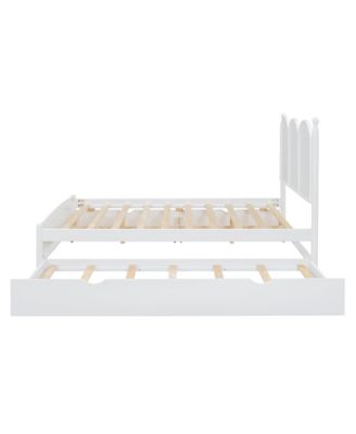 Queen Size Platform Bed With with 2 Big Drawers, Twin XL Size Trundle, White