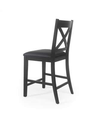 Farmhouse X-Back Faux Leather Counter Stool Set (Set of 2)