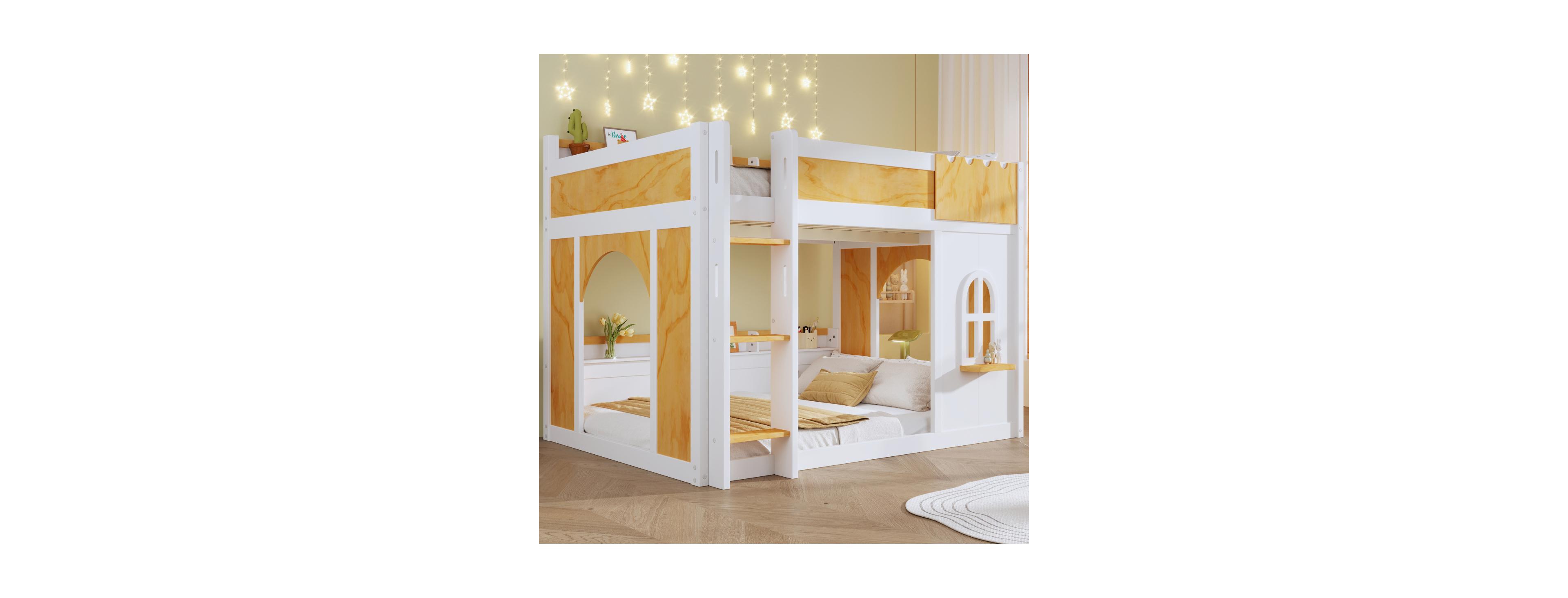 Streamdale Furniture Full over Full Bunk Bed with Storage Shelves, Window, and Two Doors
