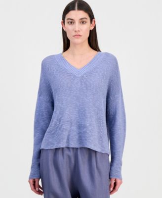 Women's Cotton & Linen V-Neck Sweater