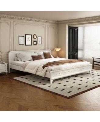 Solid King Size Wood Bed Frame with Elegant Headboard