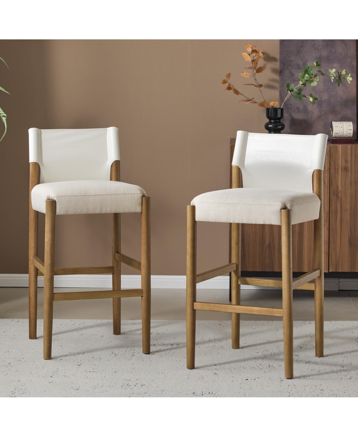 Streamdale Furniture Modern Solid Wood Bar Stool with Polyester Cushion, Set of 2