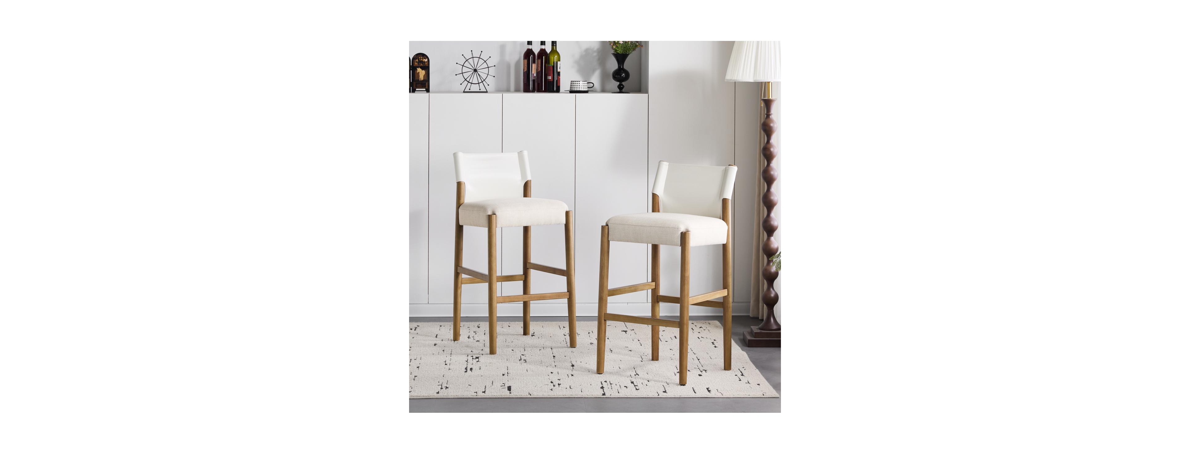 Streamdale Furniture Modern Solid Wood Bar Stool with Polyester Cushion, Set of 2