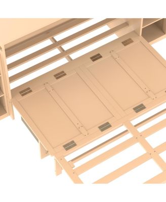 Murphy bed with storage drawers & shelves. Golden