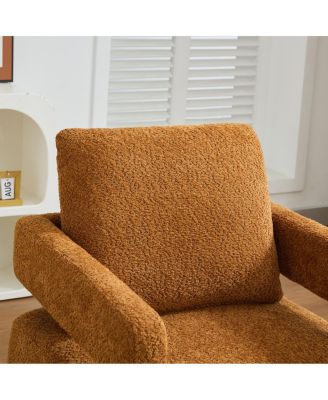  Caramel Swivel Accent Chair with Open Back and Removable Cushion
