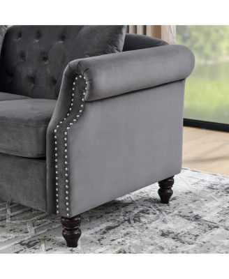 Chesterfield 2-Seater Sofa with Rolled Arms and Nailhead Trim