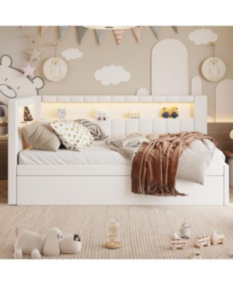 Twin Platform Bed with USB & LED Trundle