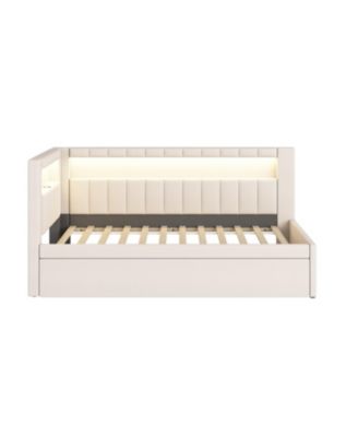 Twin Platform Bed with USB & LED Trundle