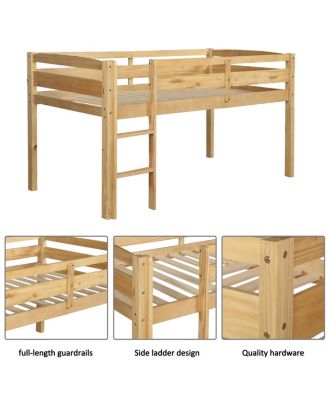 Twin Wood Loft Bed Low Loft Beds with Ladder