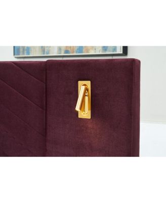 King Size Velvet Bed Frame with Tufted Wingback Headboard