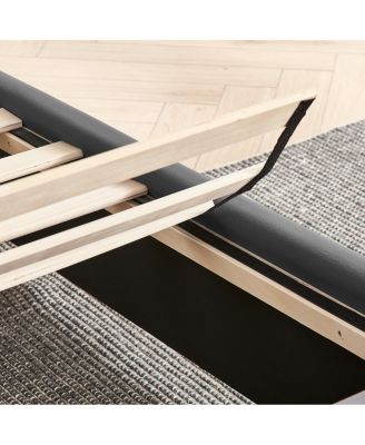 Velvet Upholstered Bed Frame with Vertical Stripes