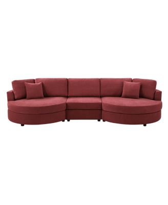 3-seater 129" Curved Upholstered Sofa Couch, Dark Gray