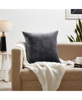 Aladdin Front and Back Solid Velvet Throw Pillow Covers, 22"x 22", Set of 2