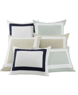 Linen Cotton Decorative Pillow Cover with Contrast Border, Mosaic White