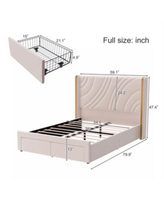 Bed Frame with Storage Wingback Headboard