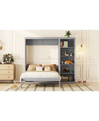 Queen Size Murphy Bed Wall Bed with Shelves