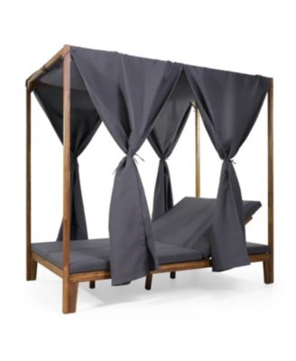 Kenzie Outdoor Daybed With Adjustable Lounges And Curtains