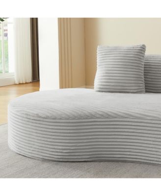 Contemporary Corduroy Curved Sectional Sofa with Scatter Cushions - No Assembly Required
