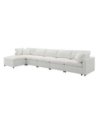  130" Modular Cloud Sofa Bed, 6-Seat Chenille Sectional Couch with Ottoman & Ottoman