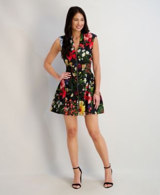 Women's Printed V-Neck Short Dress