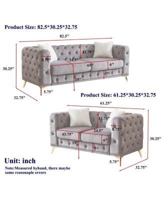 Velvet 3+2 Seater Sofa with Solid Wood Frame & Metal Feet - Modern Living Room Furniture