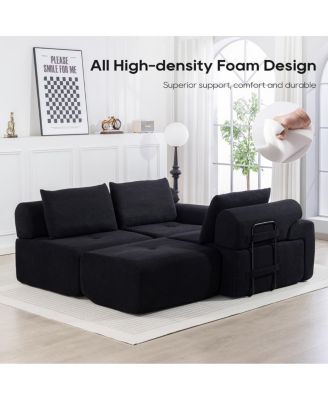 L-Shaped Sectional Couch with Memory Foam & Steel Frame - Convertible Sofa Bed