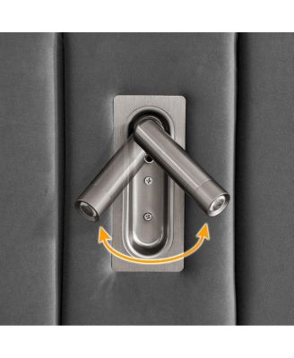 King Size Velvet Upholstered Bed Frame with Vertical Stripes & Headboard