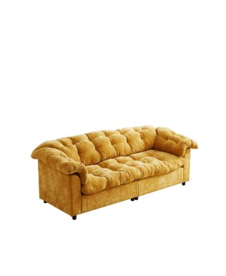  Yellow 94.8" Chenille Modern Comfort Deep Seat Sofa