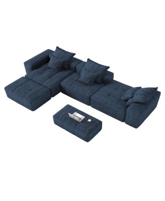  Modern Oversized Modular Sectional Sofa with 6 Pillows