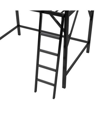 Loft Bed with Ladder and Storage Shelves