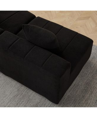  Chenille Curved Sectional Sofa with 4 Pillows