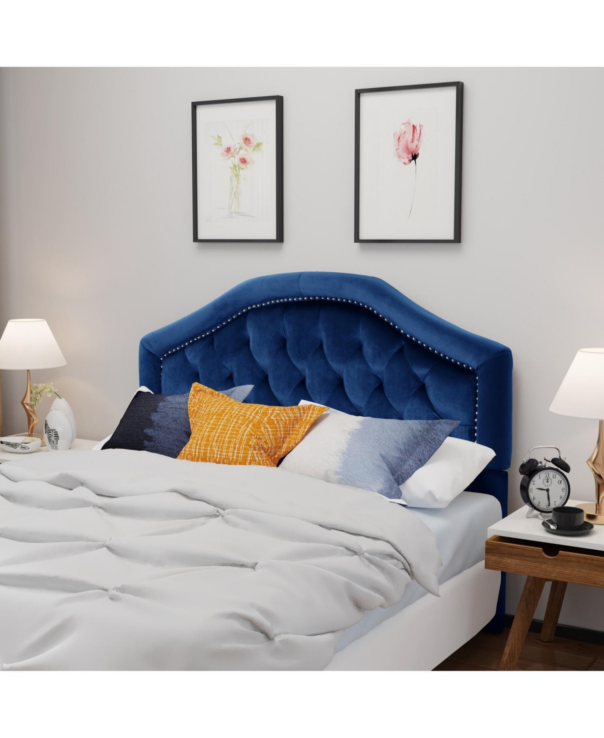 Streamdale Furniture Streamdale Diamond Stitch Nailhead Headboard