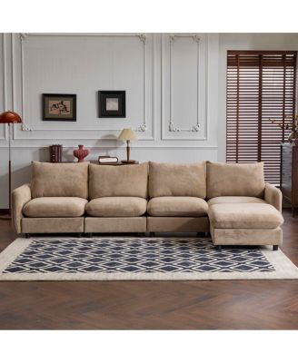 130" Oversize 5-Piece Modular Sectional Sofa with Ottoman