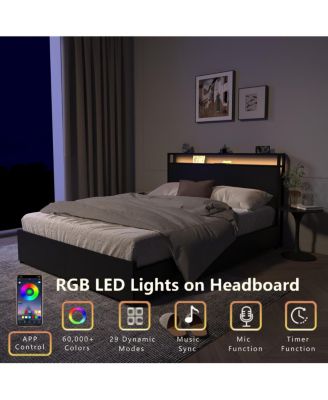 Queen Bed Frame with Storage Headboard & Charging Station