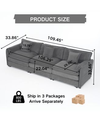 Oversized Deep Seat Sectional Sofa, Modern Chenille Cloud Couch