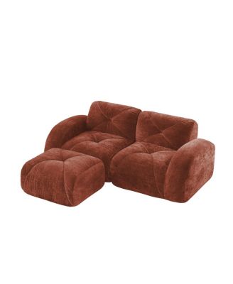L-shaped Boneless Sofa, Soft Velvet, Tufted, 32D Sponge