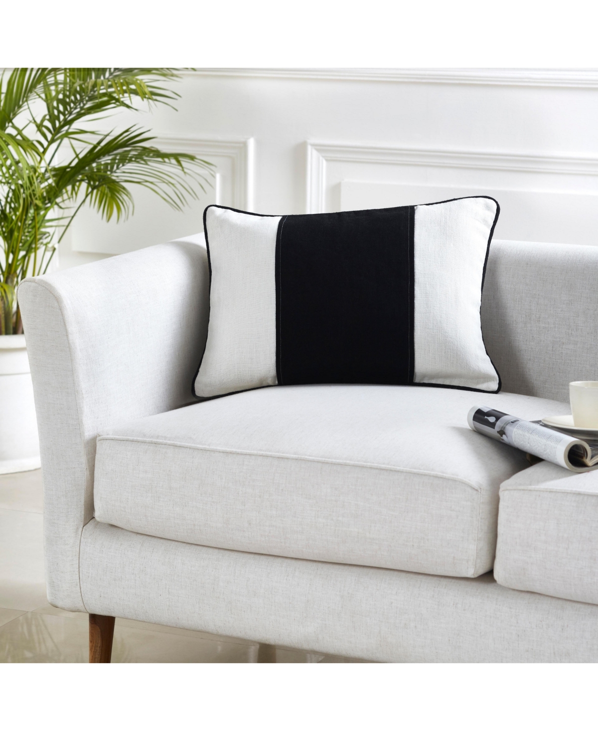 Ihi Home Linen Stripe Pillow, 14"x 20"