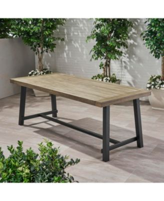 Modern Industrial Acacia Wood Outdoor Dining Table Weather-Resistant
