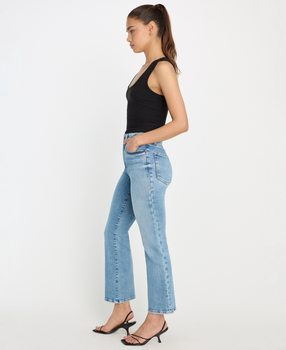 Good American Women's Legs Cropped Mini Boot Jeans