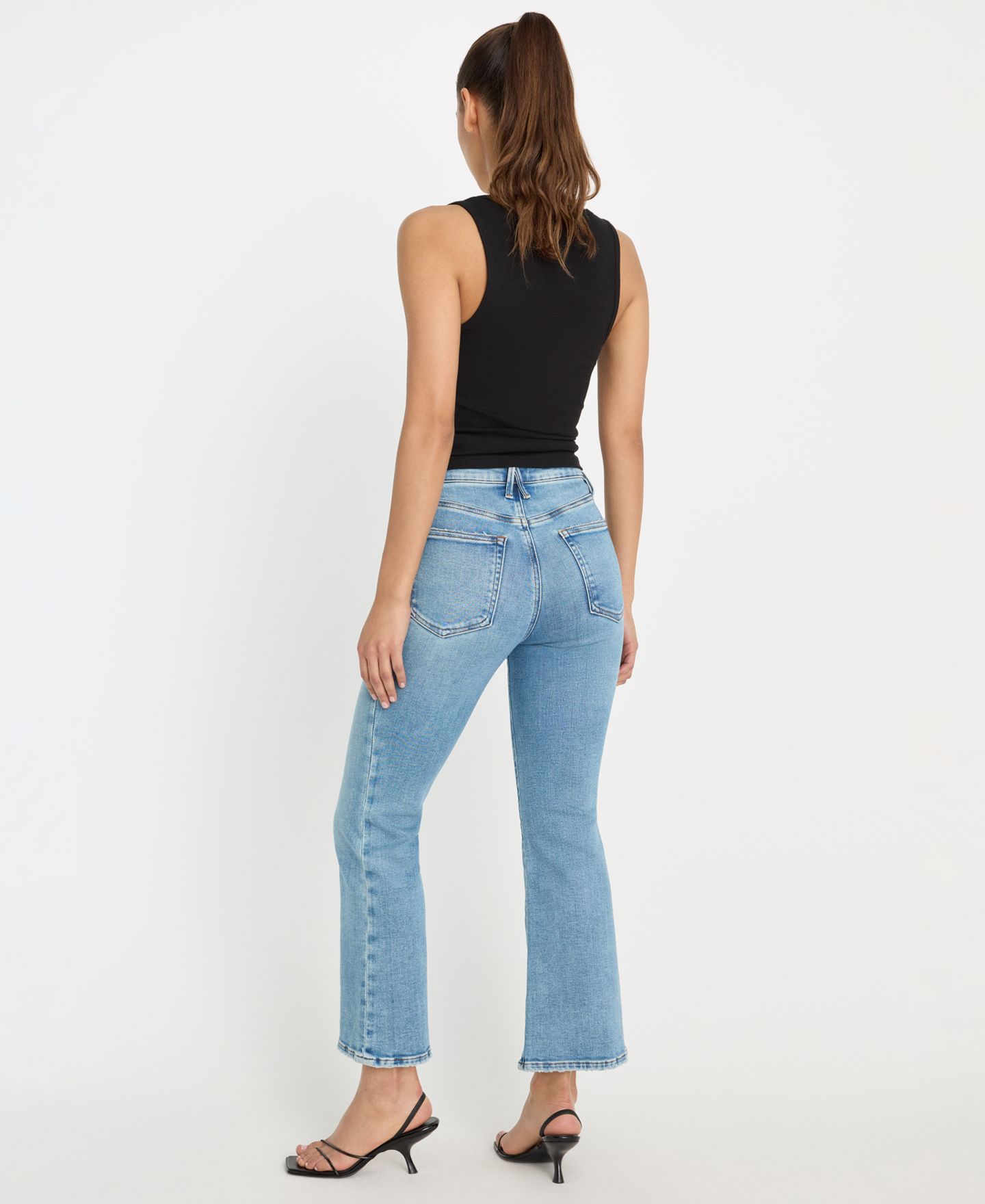 Женские джинсы Good American Good Legs Cropped Mini Boot, цвет: Синий — фото 4