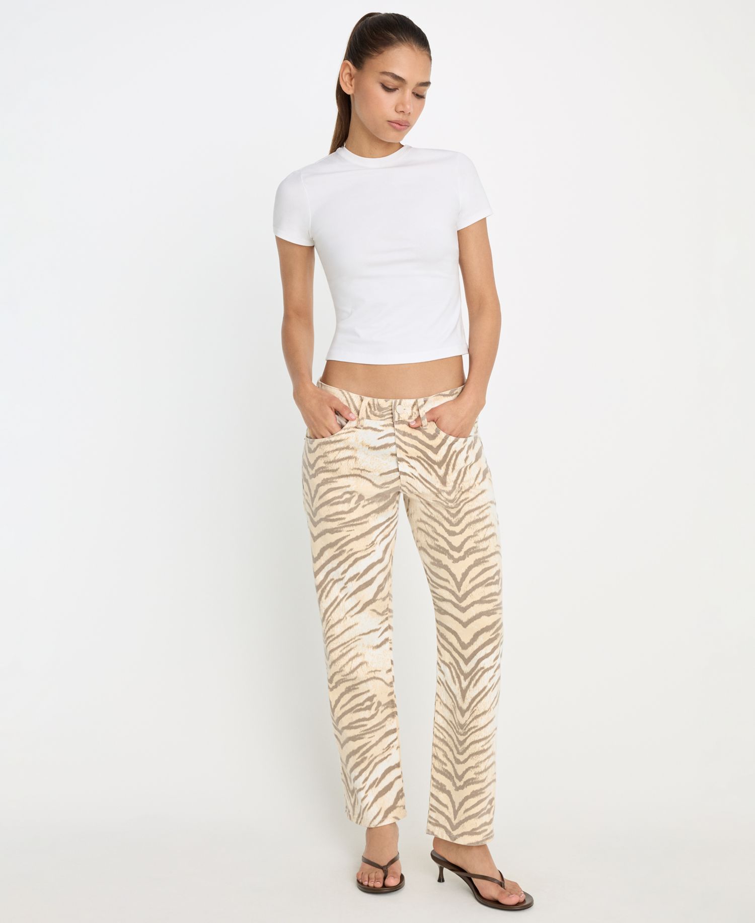 Women's Good Vintage-Inspired Straight Tiger Print Jeans