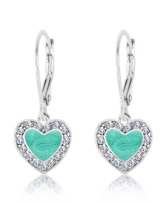 Girls /Girl/Heart Crystal White Gold Palladium Plating Leverback Earring