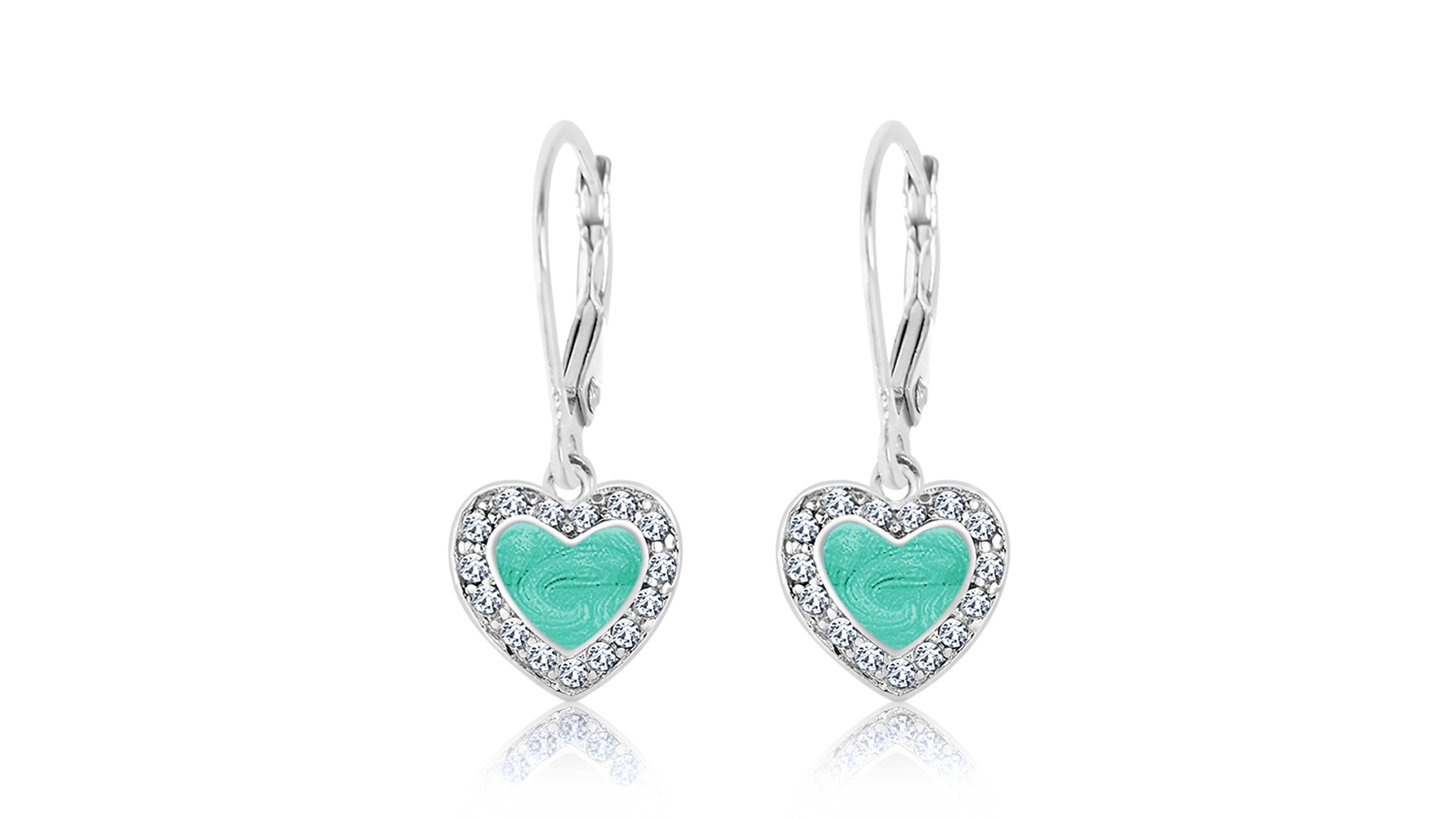 Chanteur Girls /Girl/Heart Crystal White Gold Palladium Plating Leverback Earring