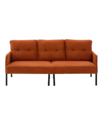 Oversized Corduroy Loveseat Sofa with Metal Legs and Side Pockets
