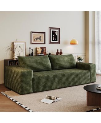 71" 3-Seater Corduroy Sofa, Deep Seat, Comfy Loveseat, No Assembly, Green