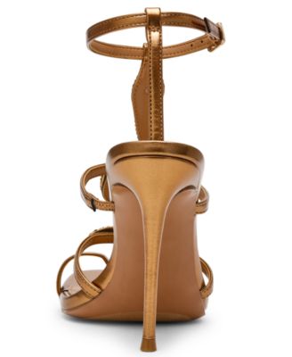 Women's Python Embellished T-Strap Stiletto Heel Dress Sandals